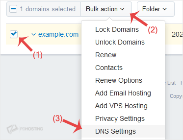 select your domain on dynadot