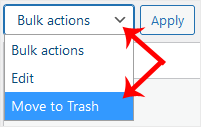 Select Move to Trash to delete selected posts
