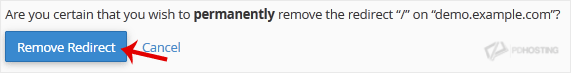 Confirm to remove Redirect