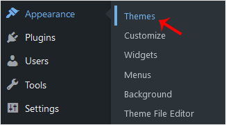 From the Dashboard menu, go to Appearance and click on Themes.