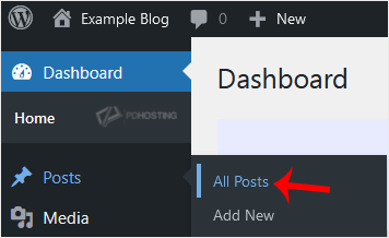 From the Dashboard menu, go to Posts and click on All Posts.