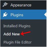 From the Dashboard menu, go to Plugins and click on Add New.