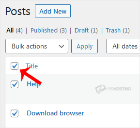 select multiple posts to bulk delete.