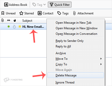 Thunderbird delete email message