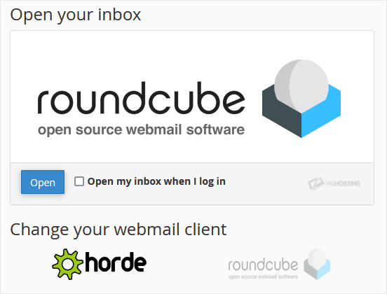 Webmail inbox, roundcube